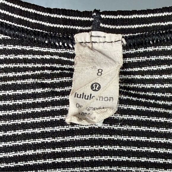 Lululemon Athletica Black and White Striped Swiftly Tech Racerback Tank | 8 - Picture 2 of 7